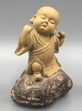 林昭发小沙弥禅意茶道人物石雕