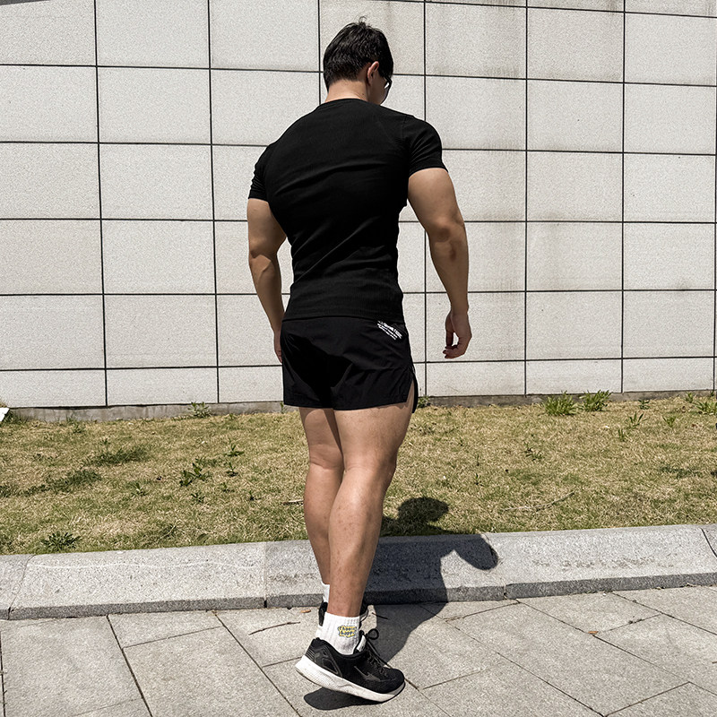 ORGN重磅螺纹棉短袖男运动高弹美式健身衣抗皱收袖口修身打底T恤,淘宝优惠券,粉丝福利购,淘宝优惠卷