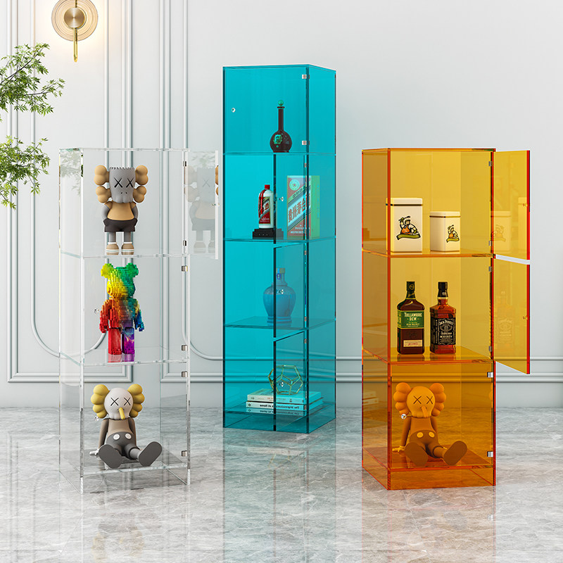 北欧亚克力客厅收纳置物架现代简约多层带门落地防尘书架展示柜,淘宝优惠券,粉丝福利购,淘宝优惠卷