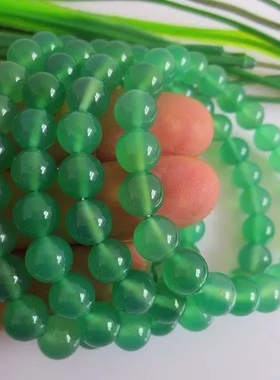 【手链绿玛瑙A级珠径宝石】精品6-14MM天然玛瑙赠送鉴定书