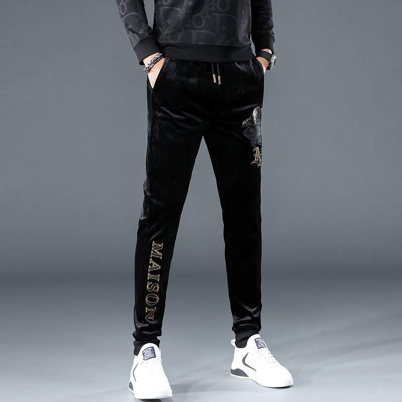 金丝绒男潮流加绒加厚灯芯绒休闲裤 巨索休闲裤