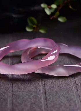 纯天然巴西冰种玛瑙麻花竹节