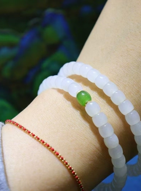 天然和田玉白玉老型珠手饰