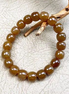 和田玉糖料老型珠素圈手串