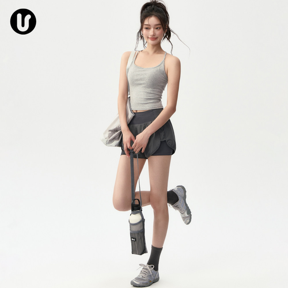 瑜伽短裤女新款假两件宽松羽毛球网球训练健身套装跑步运动三分裤,淘宝优惠券,粉丝福利购,淘宝优惠卷