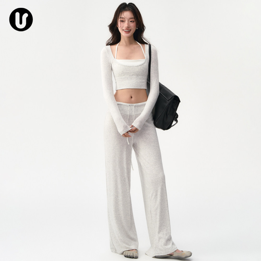 瑜伽服女假两件秋冬运动上衣长袖带胸垫好看普拉提训练服健身套装,淘宝优惠券,粉丝福利购,淘宝优惠卷