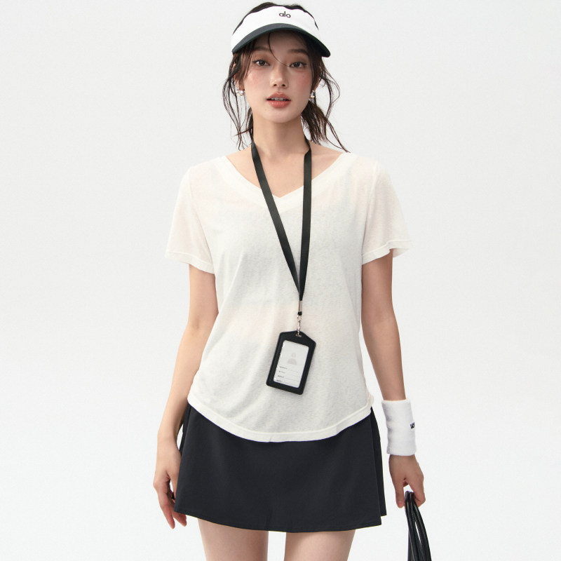 瑜伽服短袖女新款速干运动t恤普拉提训练健身网球羽毛球上衣套装,淘宝优惠券,粉丝福利购,淘宝优惠卷