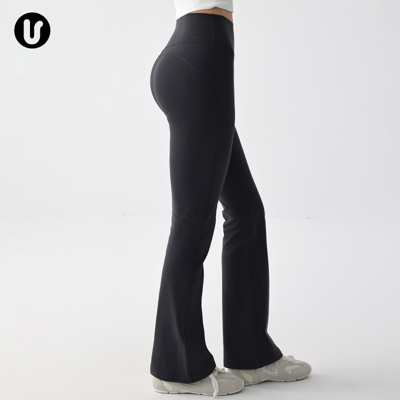 Umeko运动长裤女提臀瑜伽服普拉提健身运动微喇叭裤新款上衣套装 - 图2