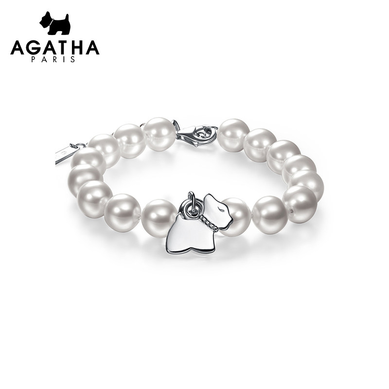 agatha瑷嘉莎珍珠女夏ins小众手链 agatha海外手链