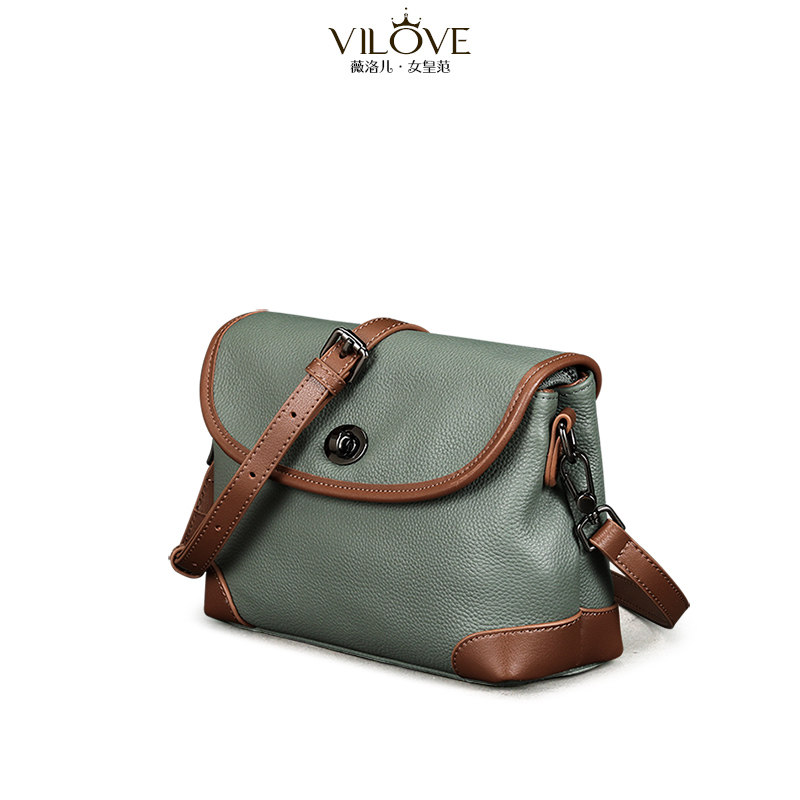 撞色2022新款春夏真皮女包潮斜挎包 薇洛儿小方包
