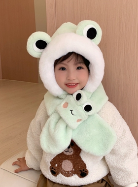 一体帽可爱男女儿童冬季保暖帽