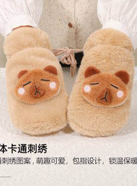 可爱加绒学生保暖冬季手套心妃兰