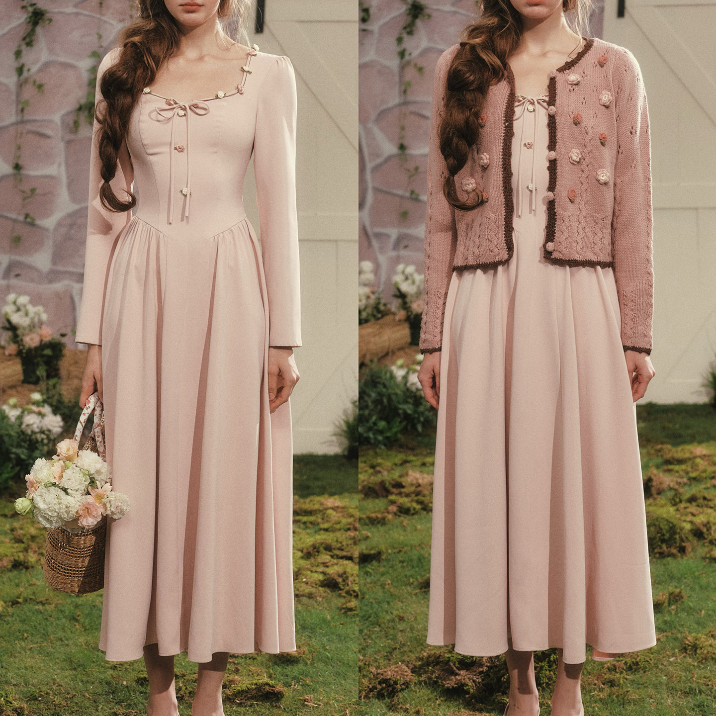 LaceMade 蔷薇日记 法式复古淑女风日常通勤高智感淡粉色连衣裙秋,淘宝优惠券,粉丝福利购,淘宝优惠卷