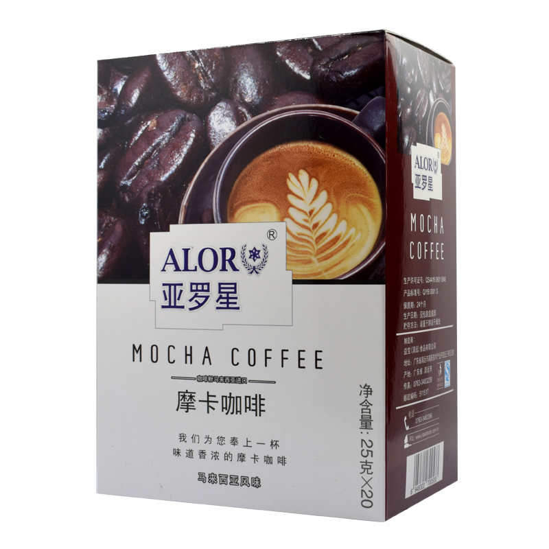 ALOR亚罗星摩卡咖啡马来西亚速溶咖啡粉学生白领休闲饮料25gx20条 - 图0