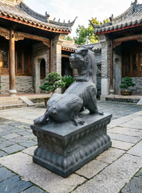 青石雕刻九华山谛听摆件地藏王坐骑神兽石雕家用寺庙独角谛听石像