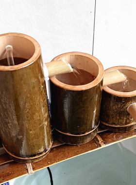 过滤器流水器竹刷漆摆件竹筒景观