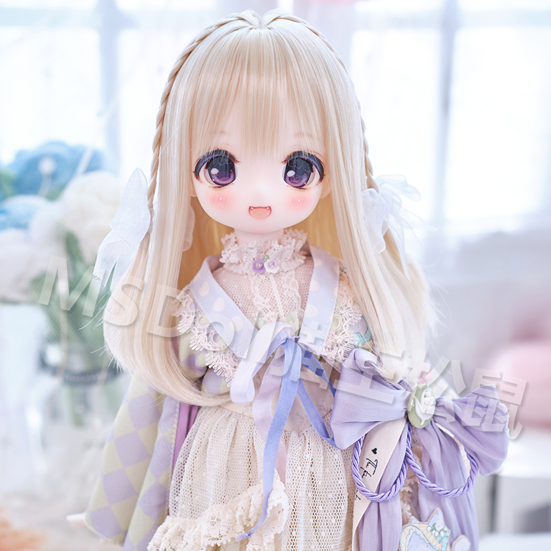 猫王松鼠 bjd三四六分假发 346分小辫子蝴蝶结娃用短梨花 DD MDD-图0