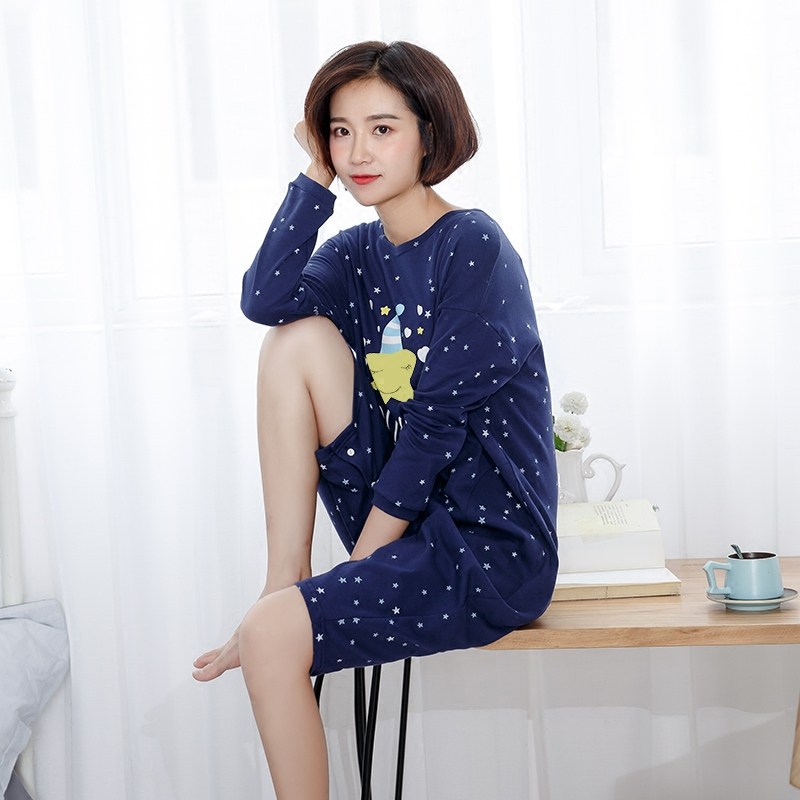 甜美可爱宽松中长款两穿连体睡裙 耶蒂睡裙