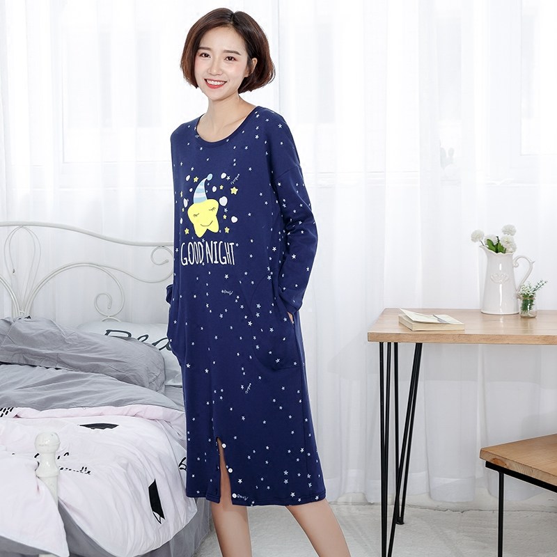 甜美可爱宽松中长款两穿连体睡裙 耶蒂睡裙