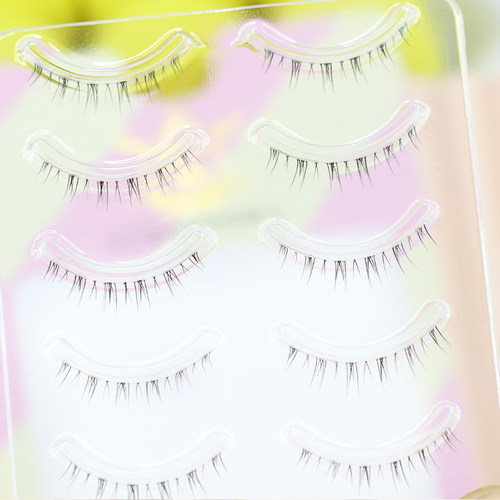 梦鹿下睫毛W-33假眼睫毛自贴女超自然仿真单簇整条透明梗一片式露 - 图2