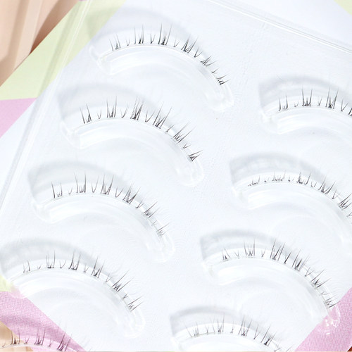 梦鹿下睫毛W-33假眼睫毛自贴女超自然仿真单簇整条透明梗一片式露 - 图3