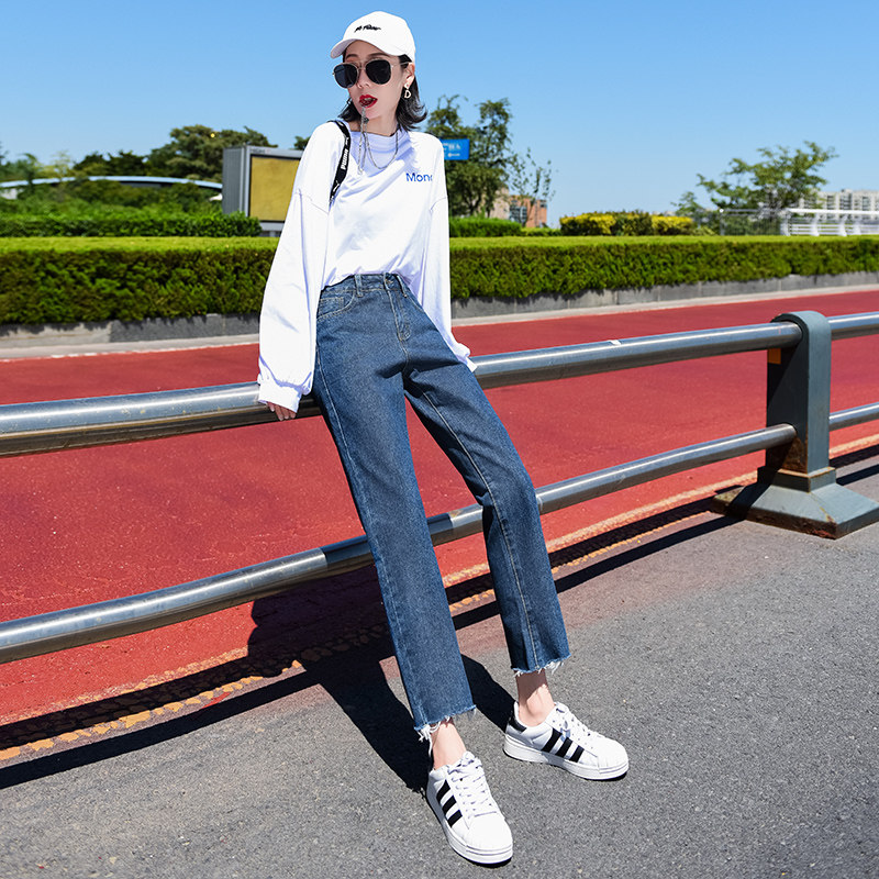 网红裤子女抖音九分显瘦百搭牛仔裤 艺雷莉牛仔裤