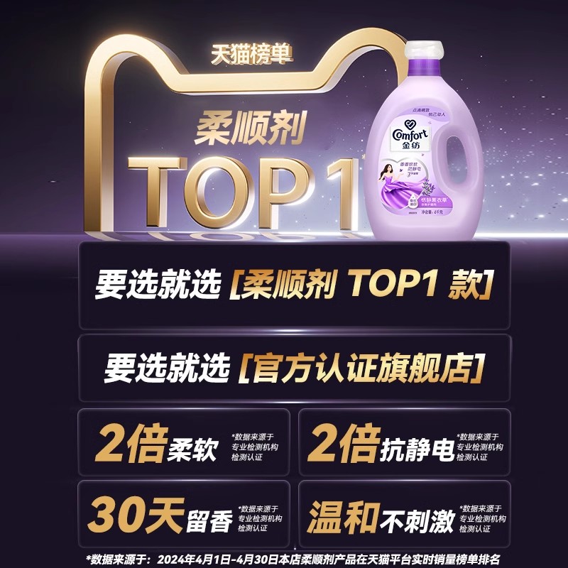 金纺柔顺剂防静电香持久留香除皱洗衣服护理液正品官方旗舰薰衣草