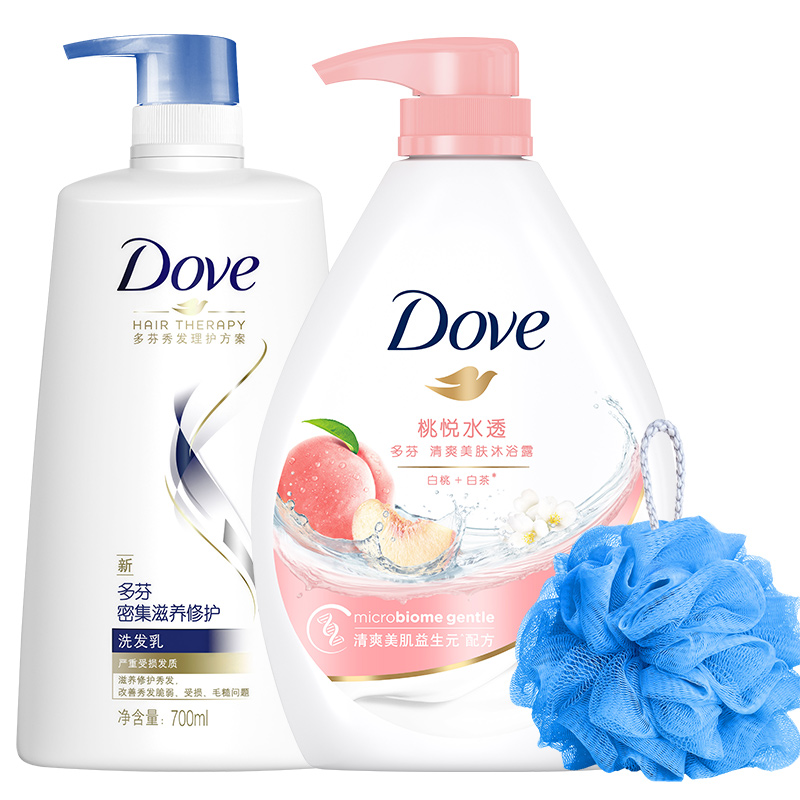 多芬洗发水乳液沐浴露二合一套装男女士洗头膏沫淋浴正品牌官方店