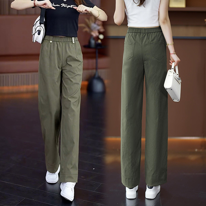 2025春秋冬款阔腿裤高腰透气外穿休闲外穿显瘦显高小个子穿搭气质 - 图0