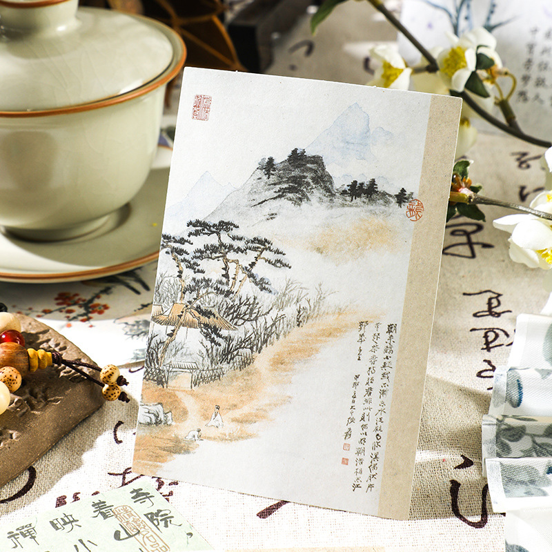 国风人间诗画集素材纸书法文字古风无粘性便签纸手帐可撕素材纸 - 图1