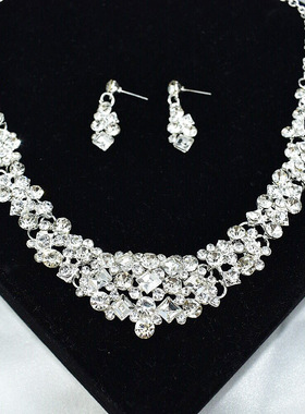 欧美水钻耳夹款夸张装饰品项链女短款个性春夏搭配饰品潮流轻奢女