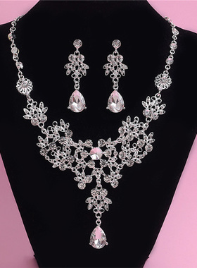 璀璨白色耳坠新娘结婚拍摄项链