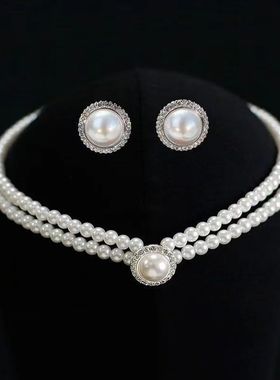 新娘颈链复古宫廷风轻奢仿珍珠项链女锁骨链婚纱礼服写真造型配饰