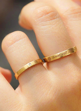 S925纯银守望麦田情侣戒指原创情话对戒男女一对简约开口小众