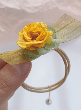 山茶花高弹力发圈头饰