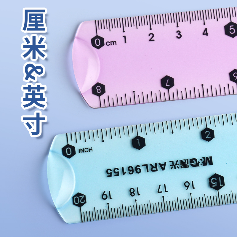 晨光透明软尺小学生专用30cm直尺尺子套装直尺四件套量角器20cm15cm套尺三角尺子高颜值学生文具多功能三角板 - 图3