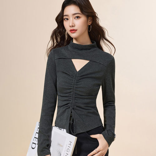 IEF/爱依服2025秋冬新款法式纯欲辣妹气质设计感修身百搭上衣 - 图2