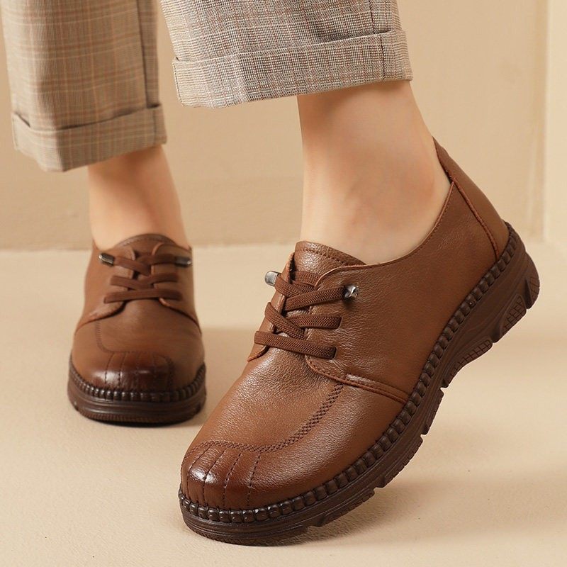 中年女式真皮鞋复古全牛皮单鞋休闲平底女鞋春季中老年软底妈妈鞋,淘宝优惠券,粉丝福利购,淘宝优惠卷