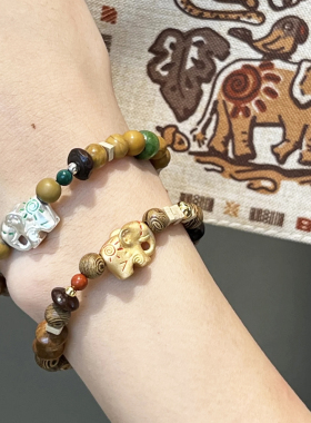 SWAHILL 斯瓦山丘 小象手串拼色天然石原创小众度假风叠戴手链女