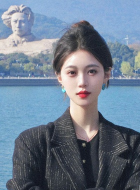 Oups章若楠波提切利耳环镶钻珐琅滴釉爱心小众时尚百搭耳圈礼物