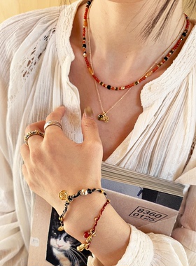 LAZY CIRCLES红运满满松果套组项链女新年红礼物叠戴锁骨链