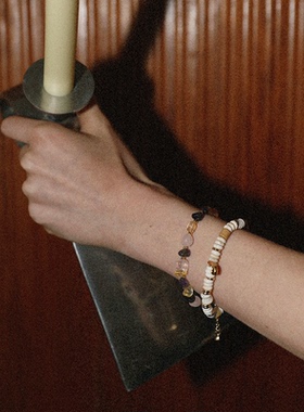 waki 心跳白沙岛爱心白色天然石串珠手链时尚百搭小清新手串