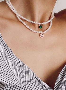LHWindsor温莎珠宝 白百何生辰石贝母珍珠项链复古高级百搭锁骨链
