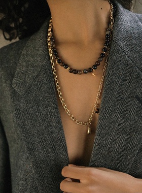 waki深浅琥珀烘焙天然串珠项链