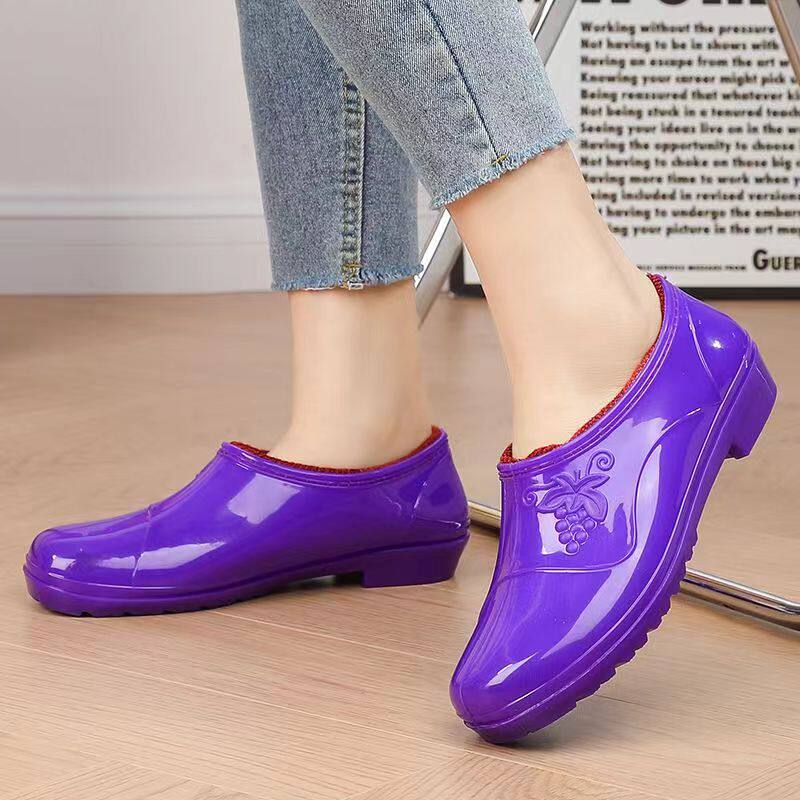 春秋时尚元宝短筒雨鞋女雨靴低帮防滑水鞋加棉保暖洗车工作胶鞋套