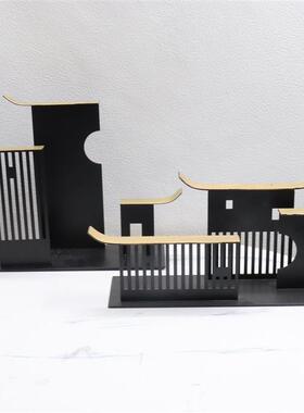 新中式创意合金摆件家居客厅书房办公桌博古架装饰品置物架摆设