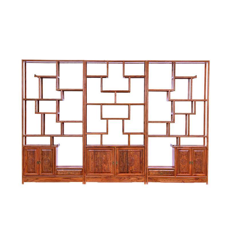 实木博古架三组合 中式仿古茶叶架 南榆木展示架 古典置物架货架,淘宝优惠券,粉丝福利购,淘宝优惠卷