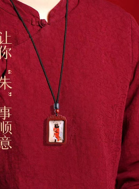 天师钟馗朱砂吊坠男女款紫金砂项链女佛牌挂件送老公妈妈母亲礼物
