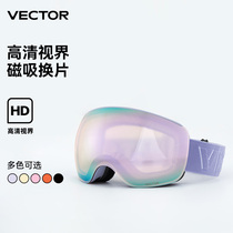 VECTOR children ski glasses double layer anti-fog spherical helmet goggle boy girl winter magnetic attraction equipment