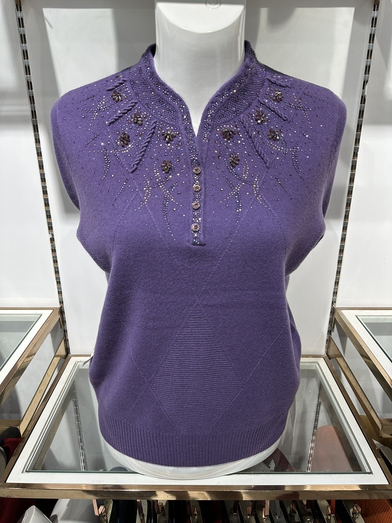 限时福利！专柜100羊毛针织重工中老年女针织衫亮钻气质女妈妈装,淘宝优惠券,粉丝福利购,淘宝优惠卷